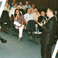 Desde o começo do ano, os dirigentes percorrem o País apresentando os números da PREVI. Da esquerda para a direita, os diretores Luiz Carlos Aguiar (SP), Francisco Alexandre (BA) e Renato Chaves (PR). Fotos: Arquivo PREVI